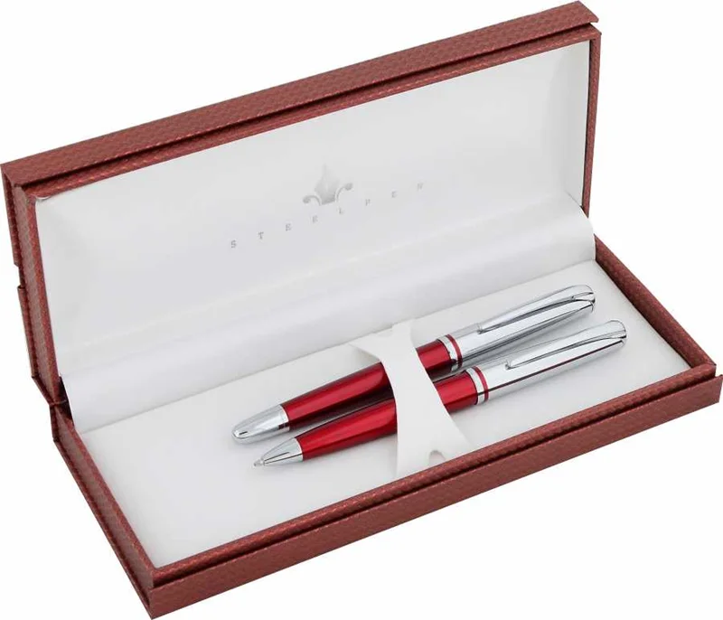 STEELPEN DOLMA KALEM+TÜKENMEZ KALEM SET SATURN SERİSİ BORDO 2353