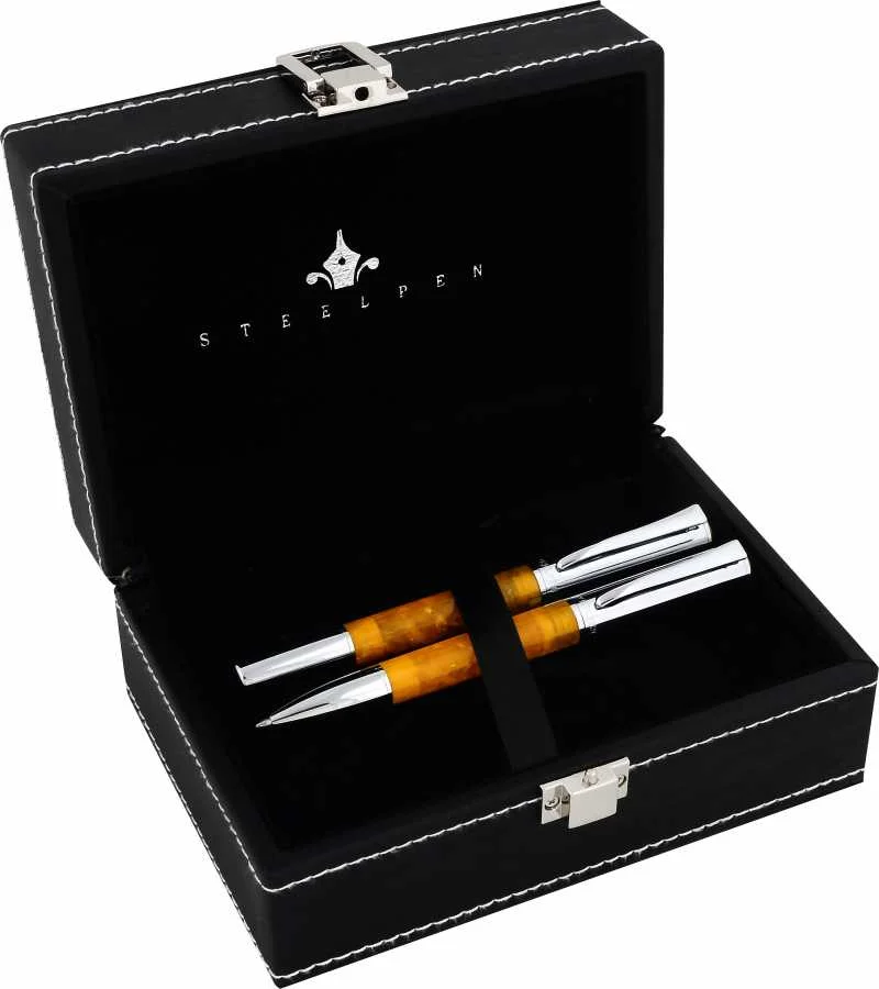 STEELPEN DOLMA KALEM+TÜKENMEZ KALEM SET ELITE SERİSİ SARI 5061