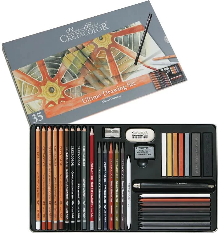 CRETACOLOR ULTİMO DRAWİNG SET PREMİUM ÇİZİM SETİ METAL KUTU 35 PARÇA 40057