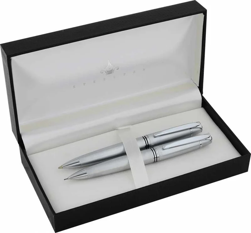 STEELPEN DOLMA KALEM+TÜKENMEZ KALEM SET PLANET SERİSİ MAT KROM 0022