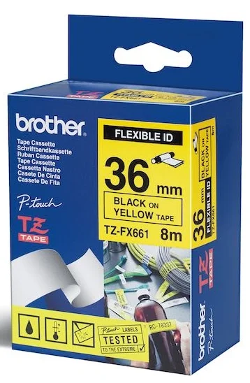 BROTHER PTOUCH ETİKET 36MM SARI-SİYAH ESN.36TFX661