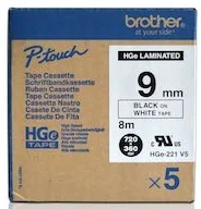 BROTHER PTOUCH ETİKET 9MM BEYAZ-SİYAH 5 Lİ HGE221V5