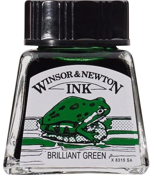 W&amp;N ÇİZİM MÜREKKEBİ DRAWING INK 14 ML BRILLIANT GREEN 046 WN-1005046