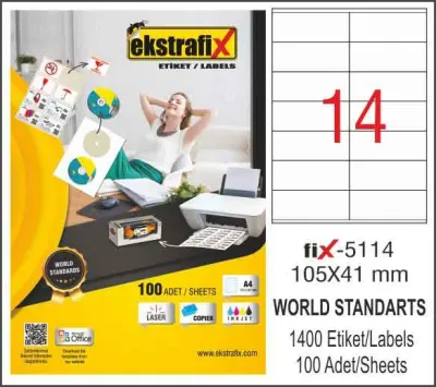 EKSTRAFİX LASER ETİKET 105x41 MM FİX-5114