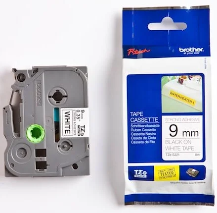 BROTHER PTOUCH ETİKET 9MM BEYAZ-SİYAH 9TZS221