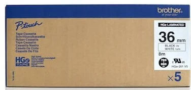 BROTHER PTOUCH ETİKET 36MM BEYAZ-SİYAH 5 Lİ HGE261V5