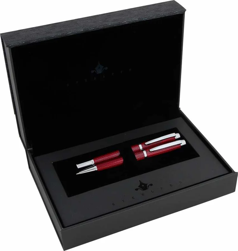 STEELPEN DOLMA KALEM+TÜKENMEZ KALEM SET WORLD SERİSİ BORDO 2714