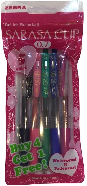 ZEBRA JEL KALEM SARASA CLIP 0.7 SET 4+1 A POŞET