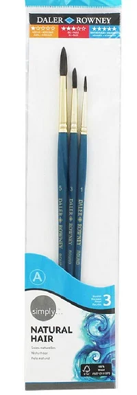 DALER ROWNEY FIRÇA SETİ SIMPLY SERİSİ DEVE KILI KISA SAP 3 LÜ NO:1 216910300