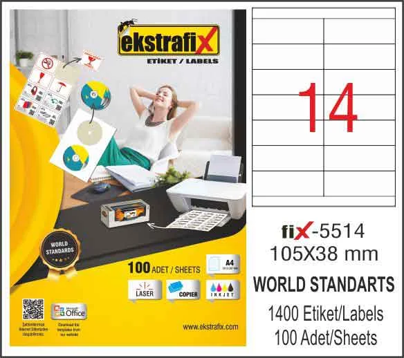 EKSTRAFİX LASER ETİKET 105x38 MM FİX-5514