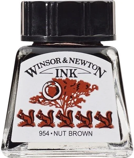 W&amp;N ÇİZİM MÜREKKEBİ DRAWING INK 14 ML NUT BROWN 441 WN-1005441