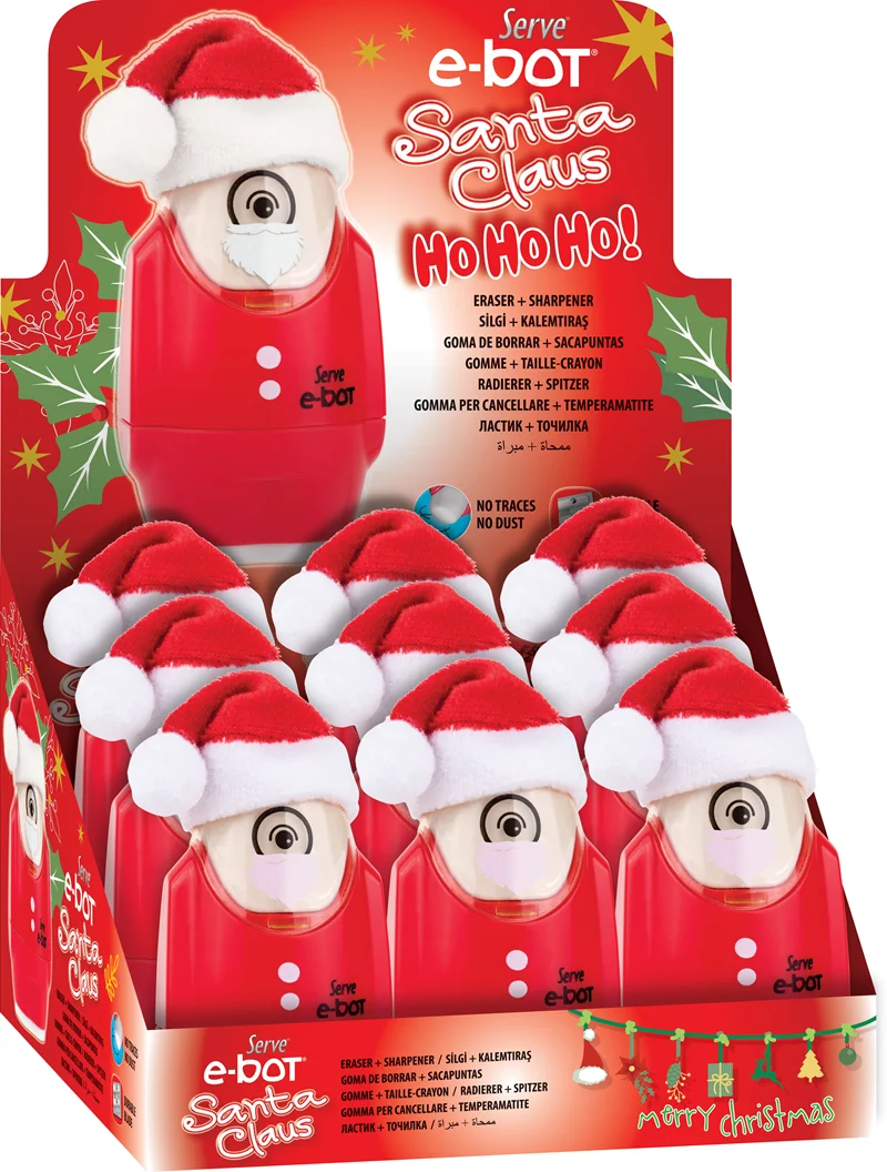 SERVE SİLGİLİ KALEMTIRAŞ E-BOT SET 9 LU NOEL BABA SV-EBOT9KTNB