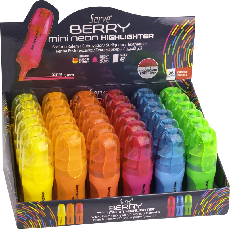 SERVE FOSFORLU KALEM BERRY MİNİ STAND 36 LI KARTON SV-BRMFK36KTFR