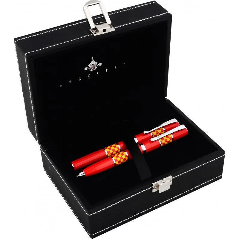STEELPEN DOLMA KALEM+TÜKENMEZ KALEM SET FORCE SERİSİ SARI-KIRMIZI 8602