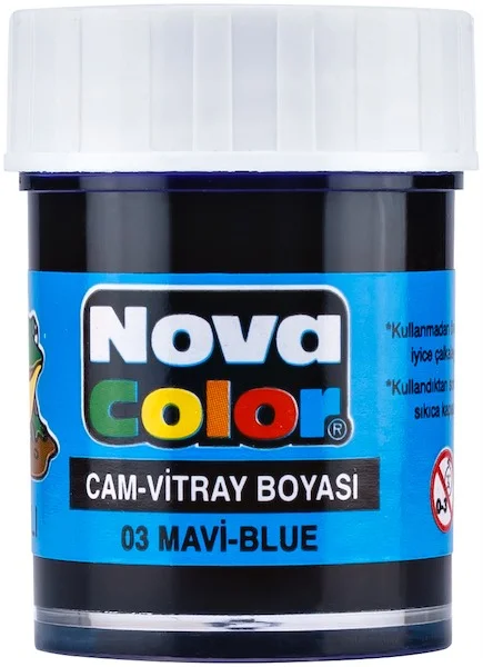 NOVA COLOR CAM BOYASI SU BAZLI ŞİŞE 15 CC MAVİ NC-151