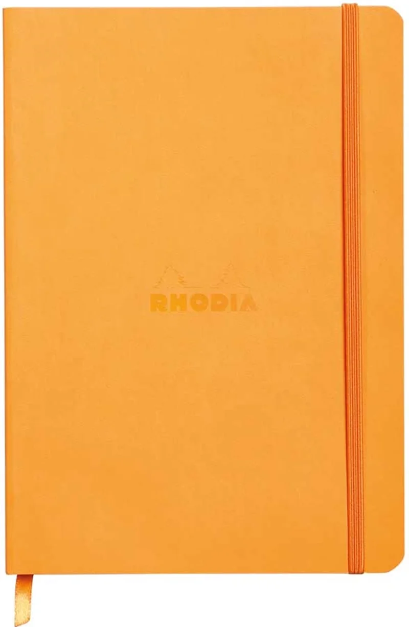 RHODIA DEFTER RHODIARAMA YUMUŞAK DERİ KAPAK ELASTİK BANTLI A5 90 GR 80 YP ÇİZGİLİ ORANGE RY117415