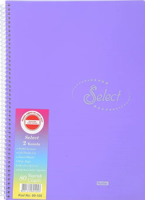 NOTTE DEFTER A4 SELECT 4 KONULU SPR. PP 120YP.KAR. 60-381