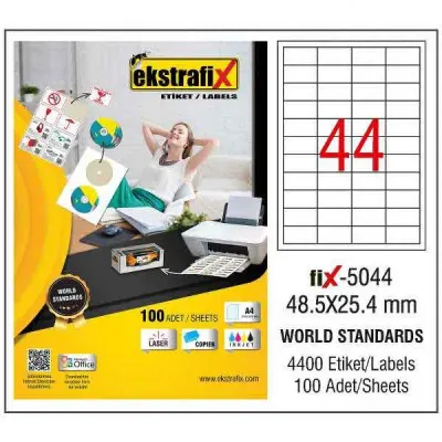 EKSTRAFİX LASER ETİKET 48.5x25.4 MM FİX-5044