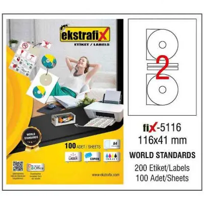 EKSTRAFİX LASER ETİKET CD 116x41 MM FİX-5116