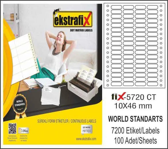 EKSTRAFİX BİLGİSAYAR ETİKETİ FİX-5720 10x46 MM