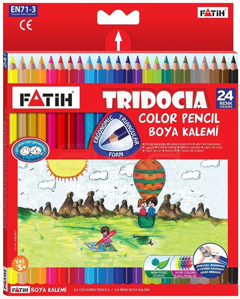 FATİH KURU BOYA 24 RENK TRIDOCI TAM BOY ÜÇGEN 33260