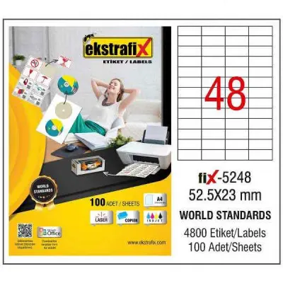 EKSTRAFİX LASER ETİKET 52.5x23 MM FİX-5248