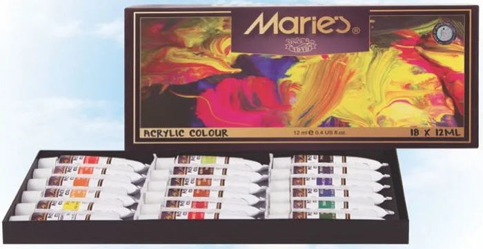 MARIES AKRİLİK BOYA SETİ 12 ML 18 Lİ 818B