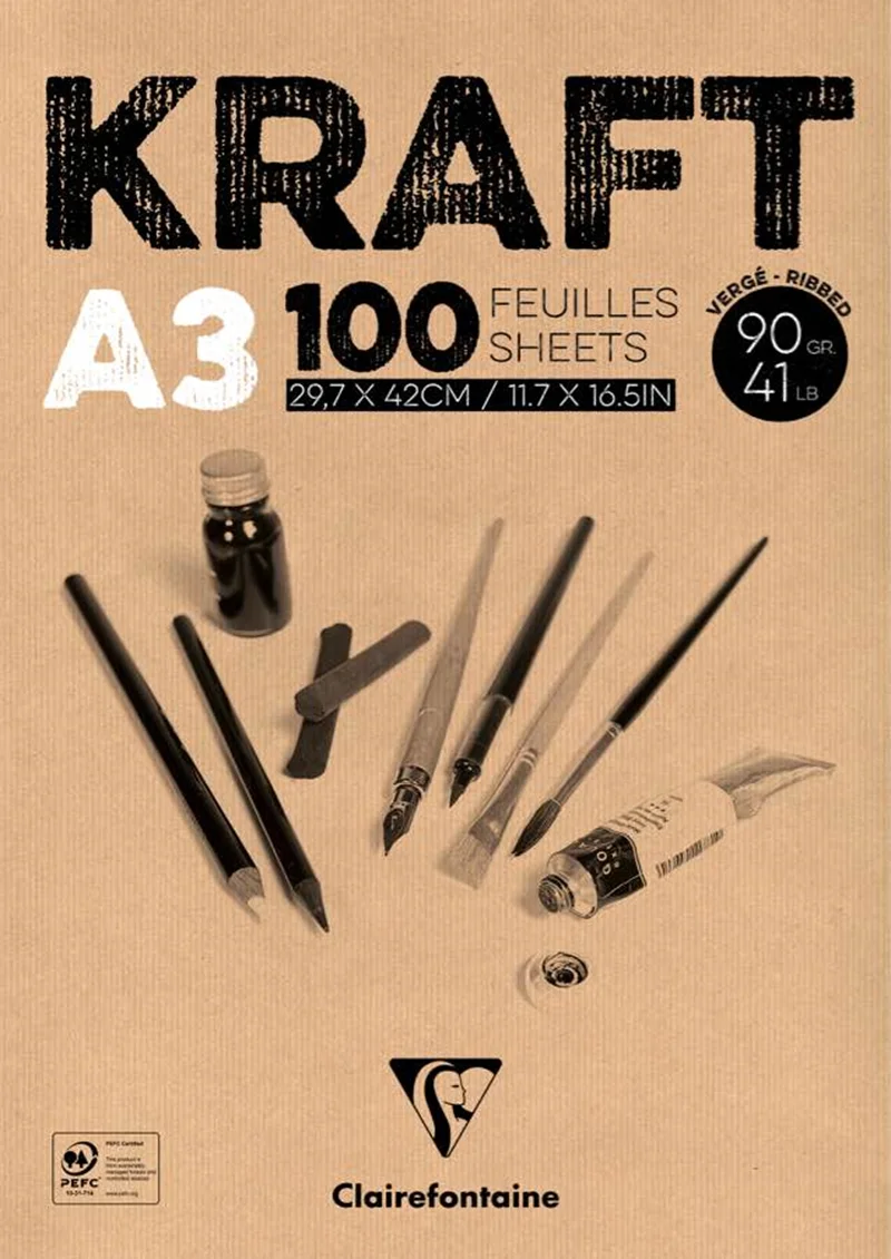 CLAIREFONTAINE ÇİZİM BLOĞU KRAFT SKETCH A3 90 GR 100 YP DK96546