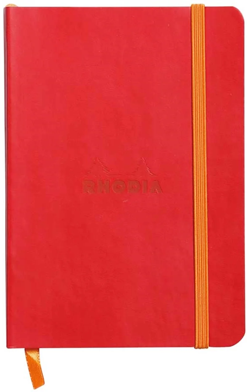 RHODIA DEFTER RHODIARAMA YUMUŞAK DERİ KAPAK ELASTİK BANTLI A6 90 GR 72 YP ÇİZGİLİ POPPI RY117313