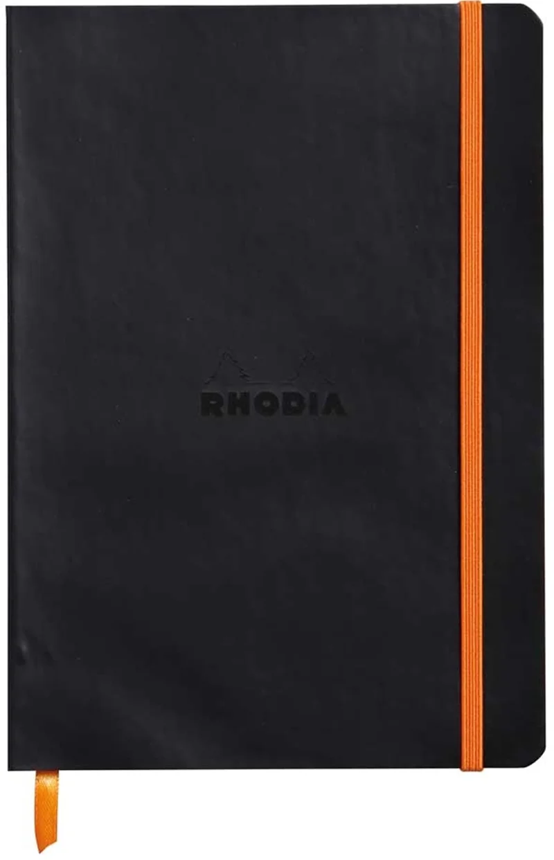 RHODIA DEFTER RHODIARAMA YUMUŞAK DERİ KAPAK ELASTİK BANTLI A5 90 GR 80 YP ÇİZGİLİ SİYAH RY117402