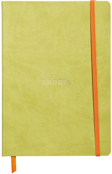 RHODIA DEFTER RHODIARAMA YUMUŞAK DERİ KAPAK ELASTİK BANTLI A5 90 GR 80 YP ÇİZGİLİ ANIS GREEN RY11740