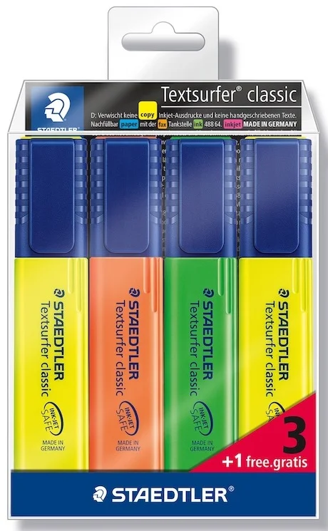 STAEDTLER FOSFORLU KALEM TEXTSURFER CLASSIC KARIŞIK RENK 4 LÜ SET 364-S WP4P