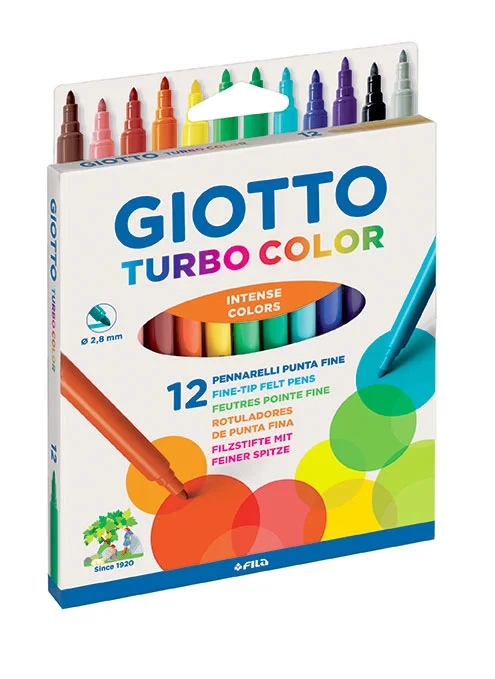 GIOTTO KEÇELİ KALEM TURBO COLOR 12 Lİ ASKILI PAKET 71400