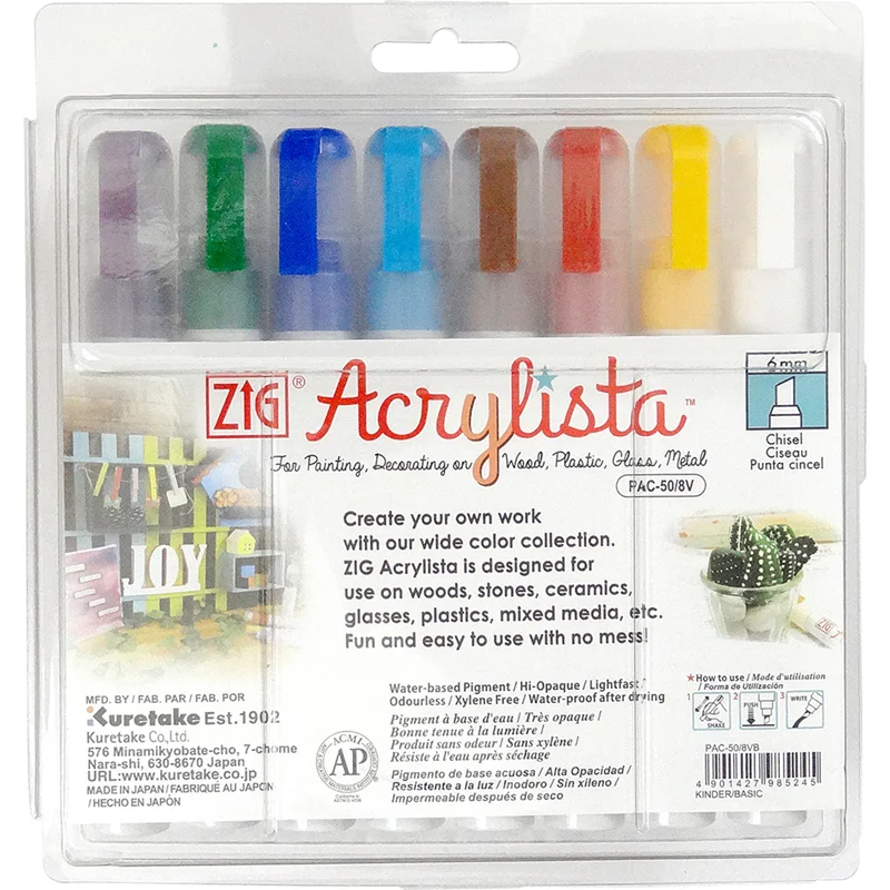 ZIG ACRYLISTA MARKÖR KESİK UÇ PAC-50/8VB 8 Lİ KINDER/BASIC