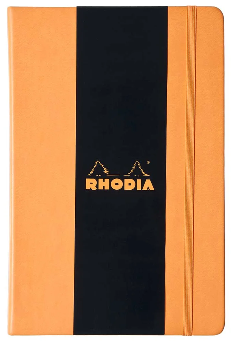 RHODIA DEFTER BOUTIQUE SERT DERİ KAPAK ELASTİK BANTLI A5 90 GR 96 YP DÜZ TURUNCU RW118668