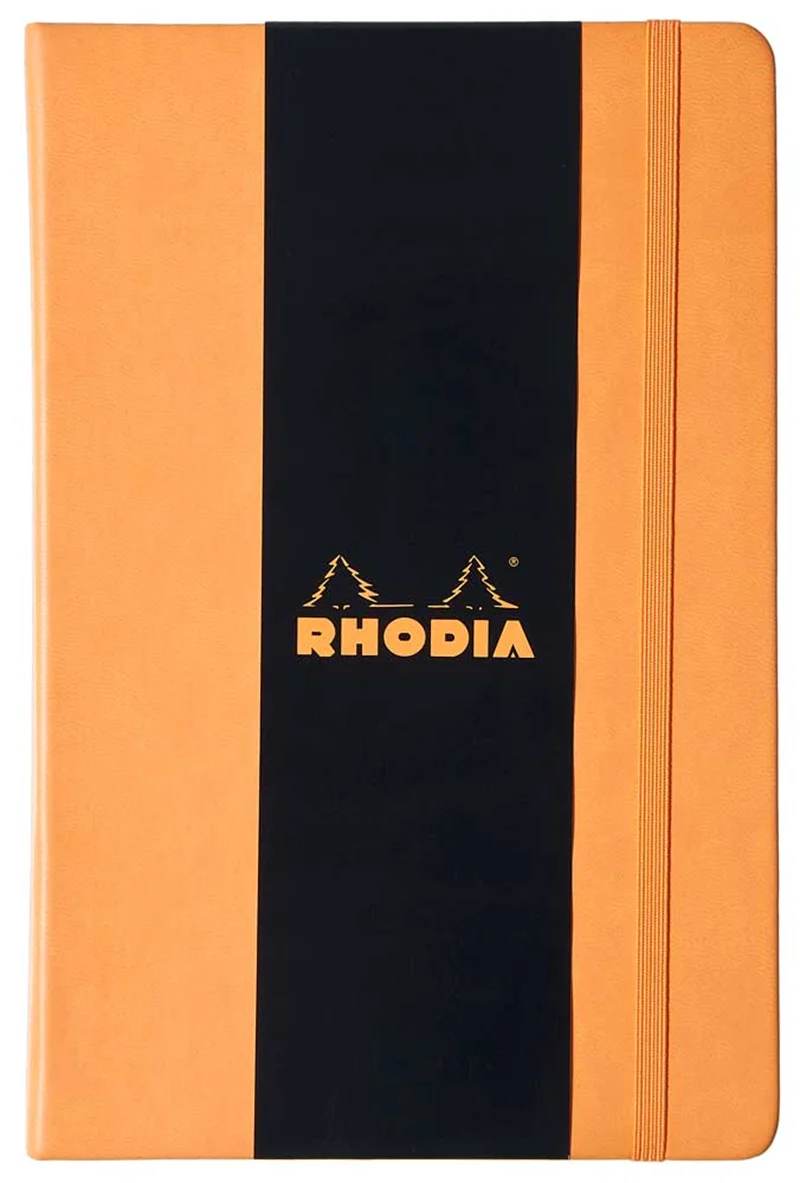 RHODIA DEFTER BOUTIQUE SERT DERİ KAPAK ELASTİK BANTLI A5 90 GR 96 YP ÇİZGİLİ TURUNCU RW118608