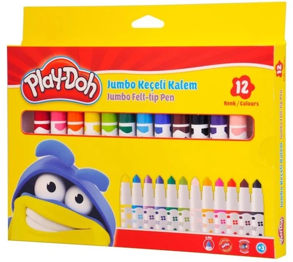 PLAY-DOH KEÇELİ KALEM JUMBO 12 RENK 6 MM KARTON PLAY-KE010