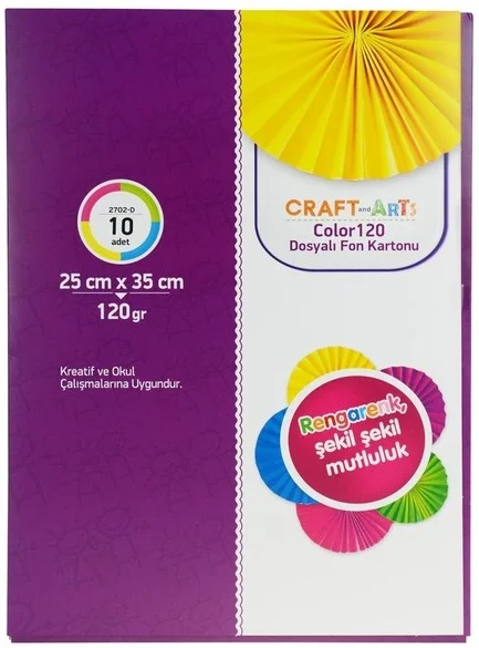 CRAFT AND ARTS FON KARTONU 25x35 120 GR KARIŞIK RENK 10 LU DOSYALI 30000478
