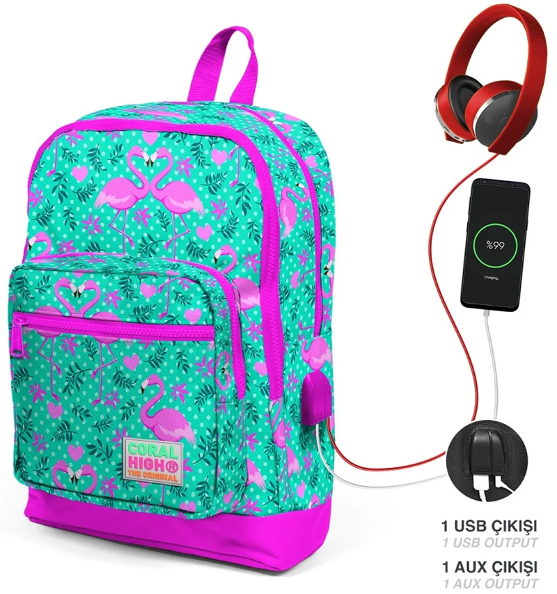 YAYGAN ÇANTA SIRT CORAL HIGH USB+AUX SOKETLİ 23812