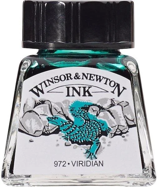 W&amp;N ÇİZİM MÜREKKEBİ DRAWING INK 14 ML VIRIDIAN 692 WN-1005692