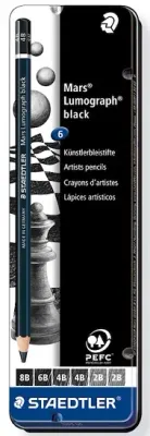 STAEDTLER KURŞUN KALEM DERECELİ MARS LUMOGRAPH BLACK SET 6 LI METAL KUTU 100B 6G