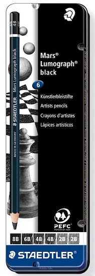 STAEDTLER KURŞUN KALEM DERECELİ MARS LUMOGRAPH BLACK SET 6 LI METAL KUTU 100B 6G