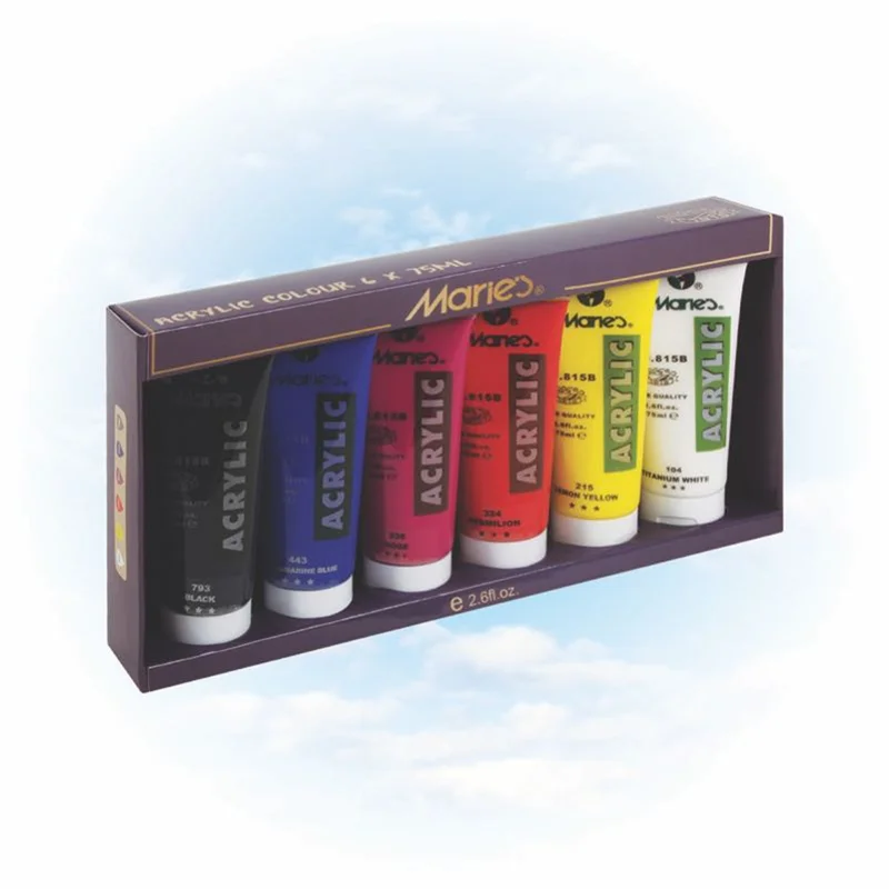 MARIES AKRİLİK BOYA SETİ 75 ML 6 LI 819B
