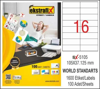 EKSTRAFİX LASER ETİKET 105x37.125 MM FİX-5105