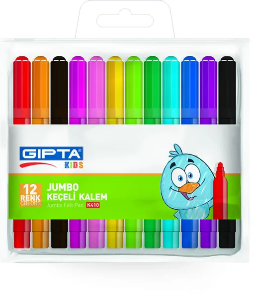 GIPTA KEÇELİ BOYA 12 Lİ JUMBO KARTON KUTU K410100