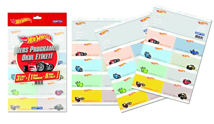 GIPTA OKUL ETİKETİ DERS PROGRAMLI HOT WHEELS 16x24 3 YP. 5410