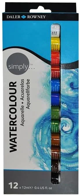 DALER ROWNEY SULU BOYA SIMPLY SERİSİ 12 Lİ YARIM BOY PLASTİK KUTU 134500100