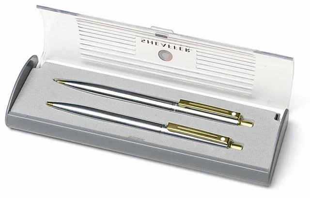 SHEAFFER TÜKENMEZ KALEM + VERSATİL KALEM SET SENTINEL 325-9 PARLAK KROM ALTIN