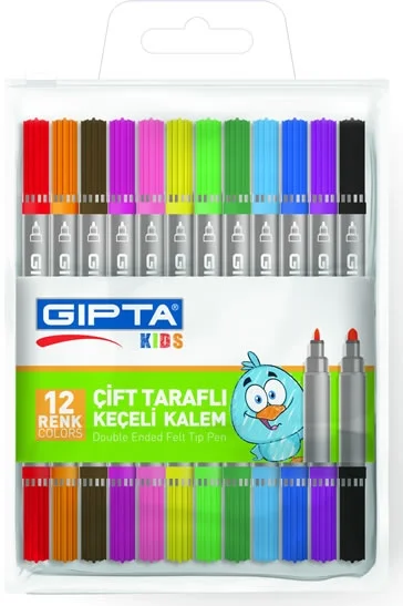 GIPTA KEÇELİ BOYA 12 Lİ ÇİFT UÇLU PP ÇANTA K405100