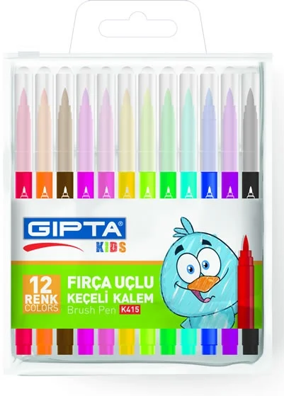 GIPTA KEÇELİ BOYA 12 Lİ FIRÇA UÇLU PP KUTU K415100